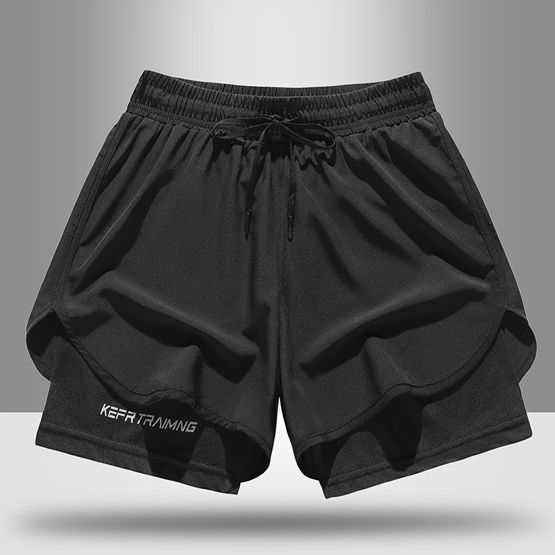 Men's Summer Sports Shorts, Same Style Sports Running Shorts, Quick-Drying Lining, Fake Two-Piece Training Three-Point Pants for Men