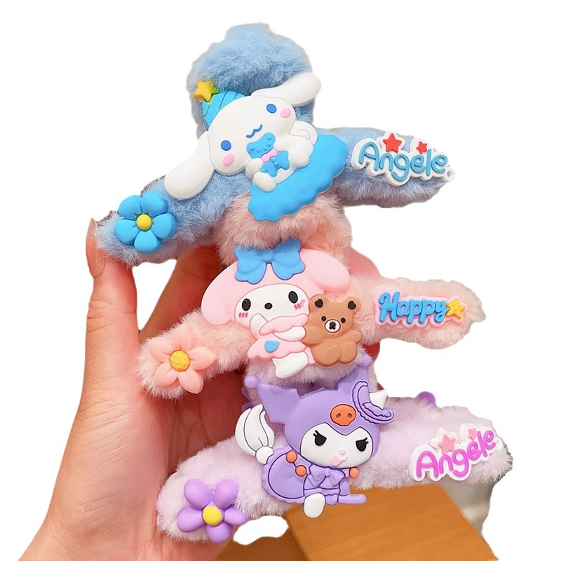 Los niños rasguño clip lindo de dibujos animados de felpa horquilla updo pelo Cabeza trasera tocado niña no duele el pelo clip de tiburón accesorios para el cabello