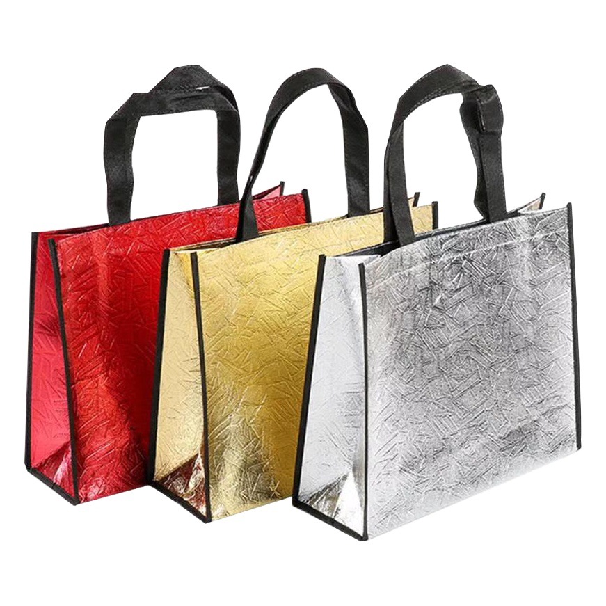 Láser laminado ropa bolsa de embalaje de regalo multicolor no tejido bolsa de publicidad bolso de compras logotipo imprimible