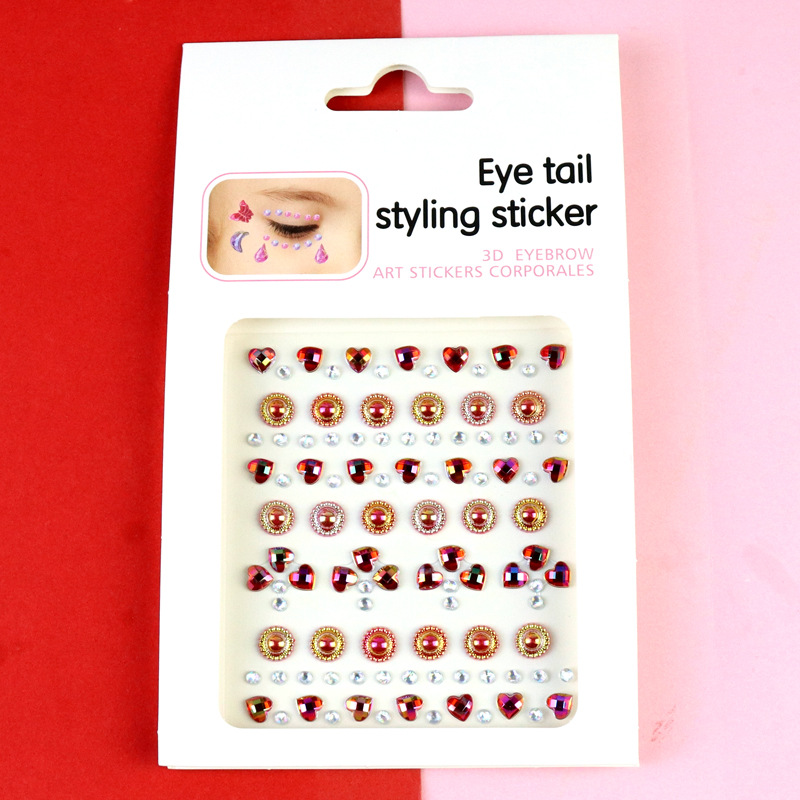 Transfronterizo AB diamantes coloridos joyas de maquillaje de ojos maquillaje facial pegatinas de diamante para niños espectáculo de escenario pegatinas faciales pegatinas de cristal perlas