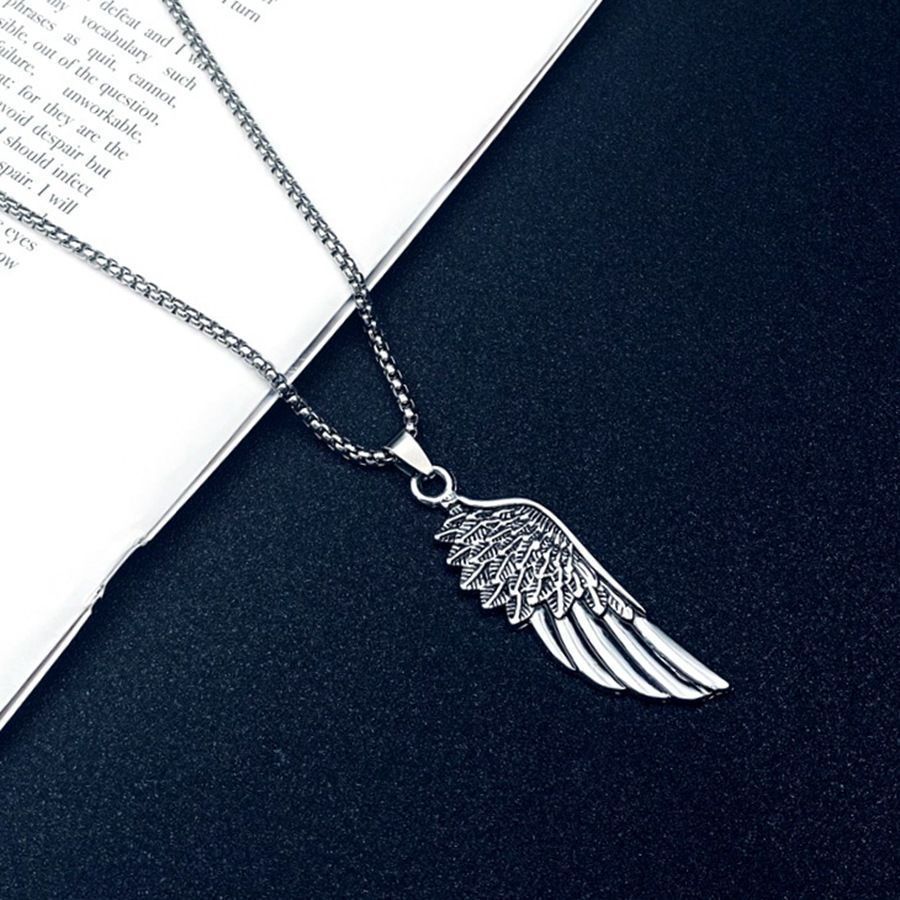 Unique Design Men's And Women's Trendy Minimalist Personalized Retro Wing Necklace Feather Pendant Hip-hop Street_voghion.com