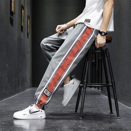 Big and Tall Men's Spring and Autumn Season Streetwear Fat Boy Small Leg Guard Pants Youth Added Fat Plus Leisure Pants Sports Pants
