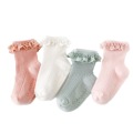 儿童春秋可爱公主防滑袜婴幼儿女童纯色花边袜宝宝舒适透气地板袜