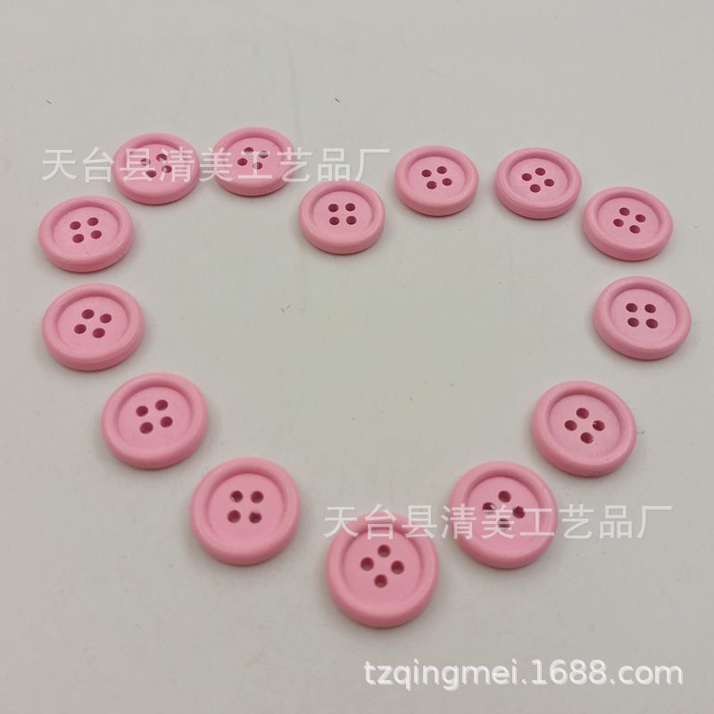20mm de madera rosa borde fino botón de madera diy suministros decorativos de cuatro ojos botón artesanía 40 piezas un paquete