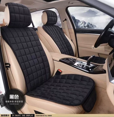 Winter Thickened Warm Car Seat Cushion, Crystal Velvet Comfortable Square Slim Waist Seat Pad, Single Seat for Five-Seater Car, Wholesale (Wool pad) - single-seat-with-backrest-black