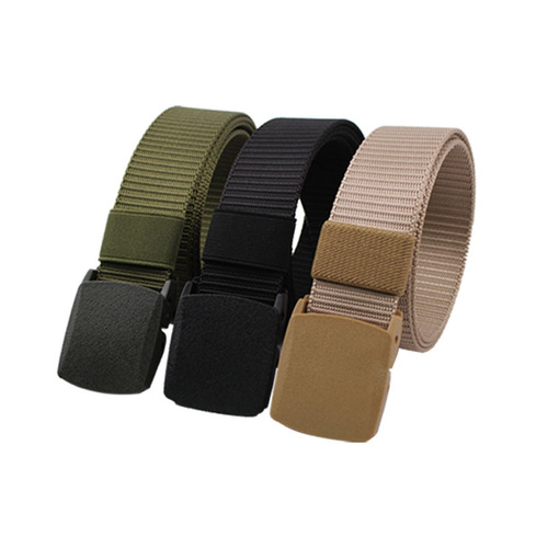 Wholesale casual canvas belt for students military training nylon waist tie outdoor sports tactical versatile smooth buckle soft belt