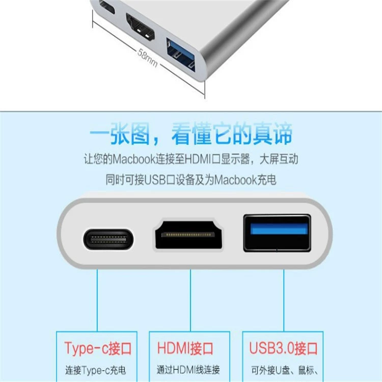 Тип-C к HDMI Sanheli Lowwood 4K HD компьютерный проектор передатчик HUB расширение