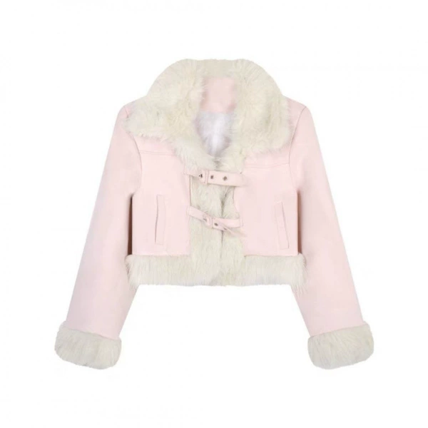 Light pink top [white fur]