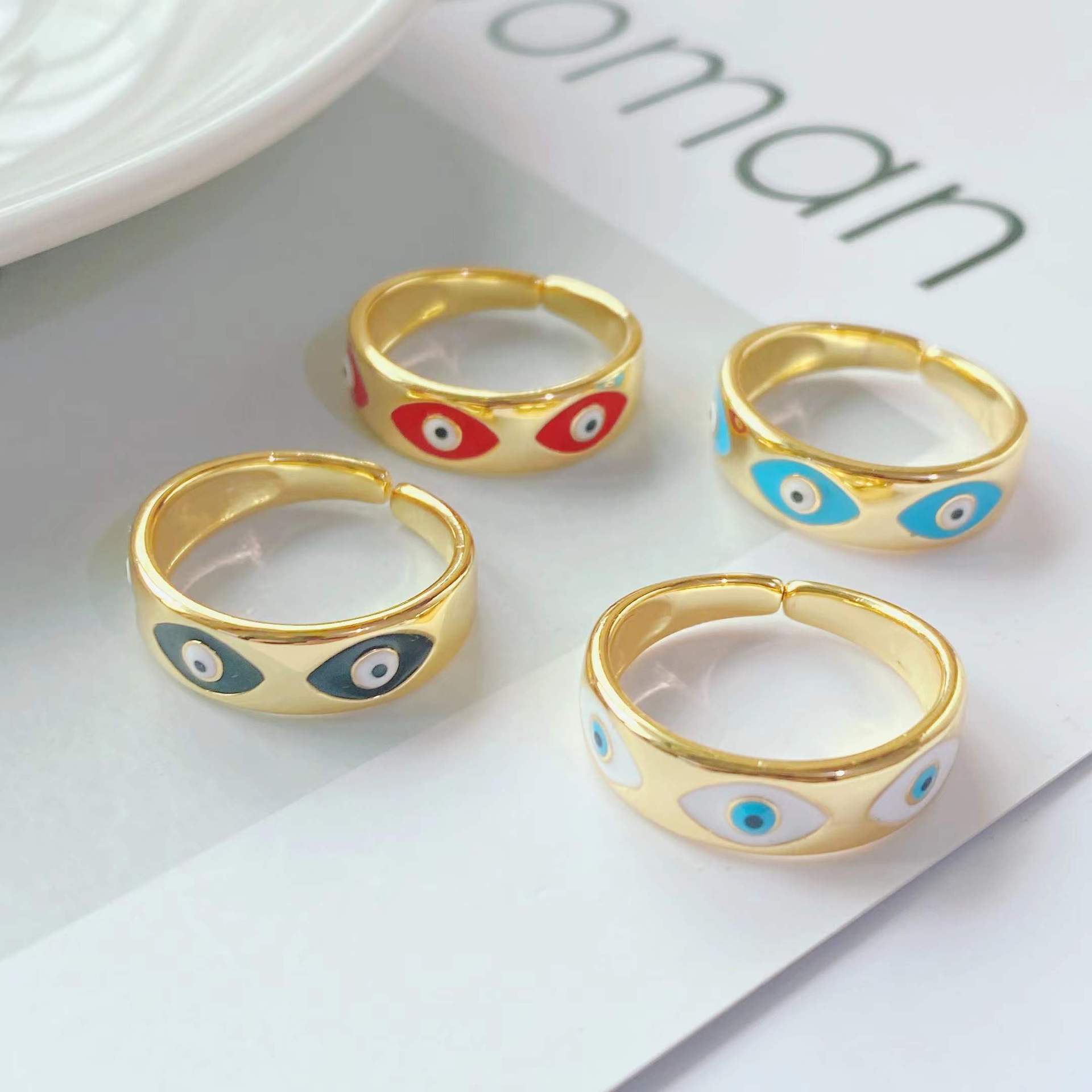 Trend Ring 18k Gold-plated Oil Drop Simple Personality Eye Opening Adjustable Female Ring display picture 4
