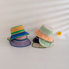 兒童漁夫帽夏款韓版潮流百搭拼色遮陽盆帽薄款速干護頸寶寶防曬帽