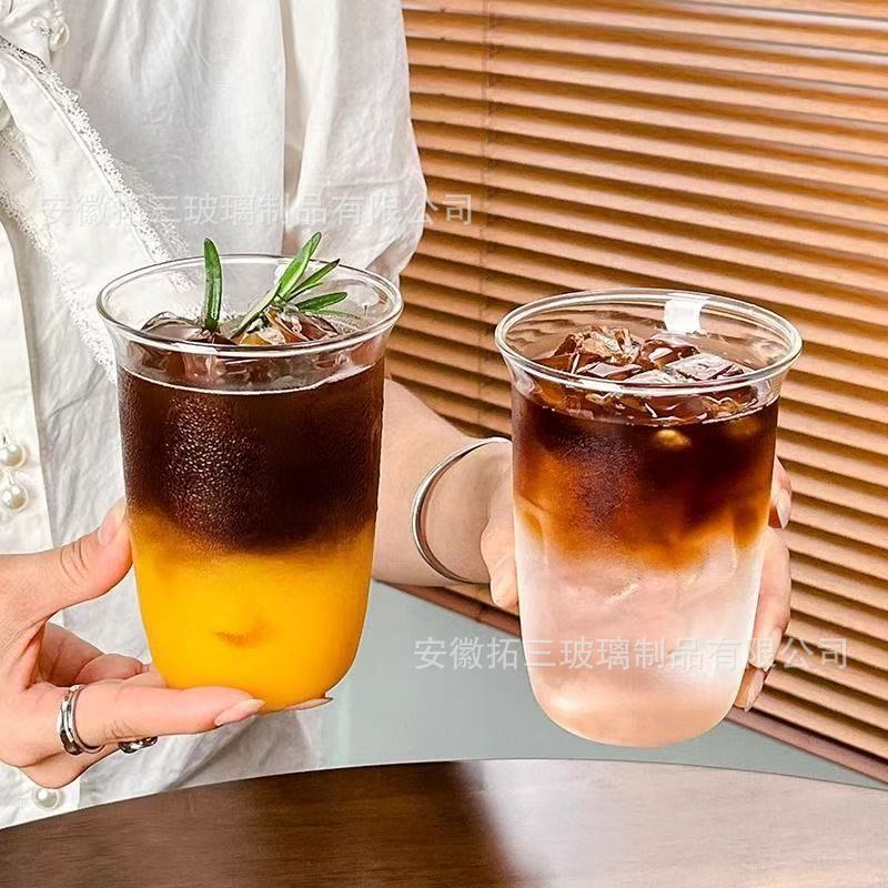 U型方口酒杯ins水晶玻璃冰美式拿铁咖啡杯ins权威轻奢饮水杯