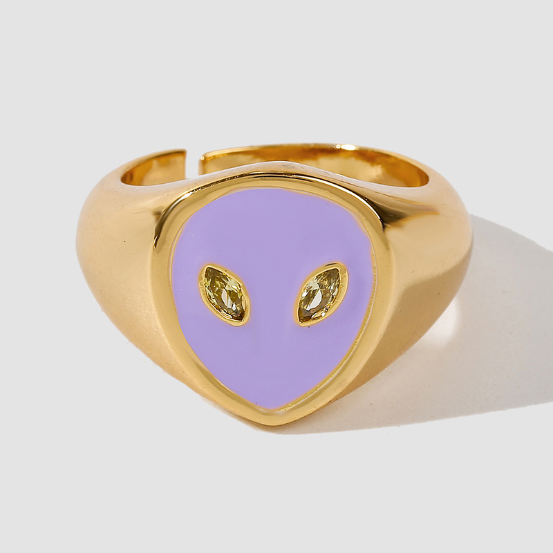 Fashion Alien Copper Enamel Rings 1 Piece