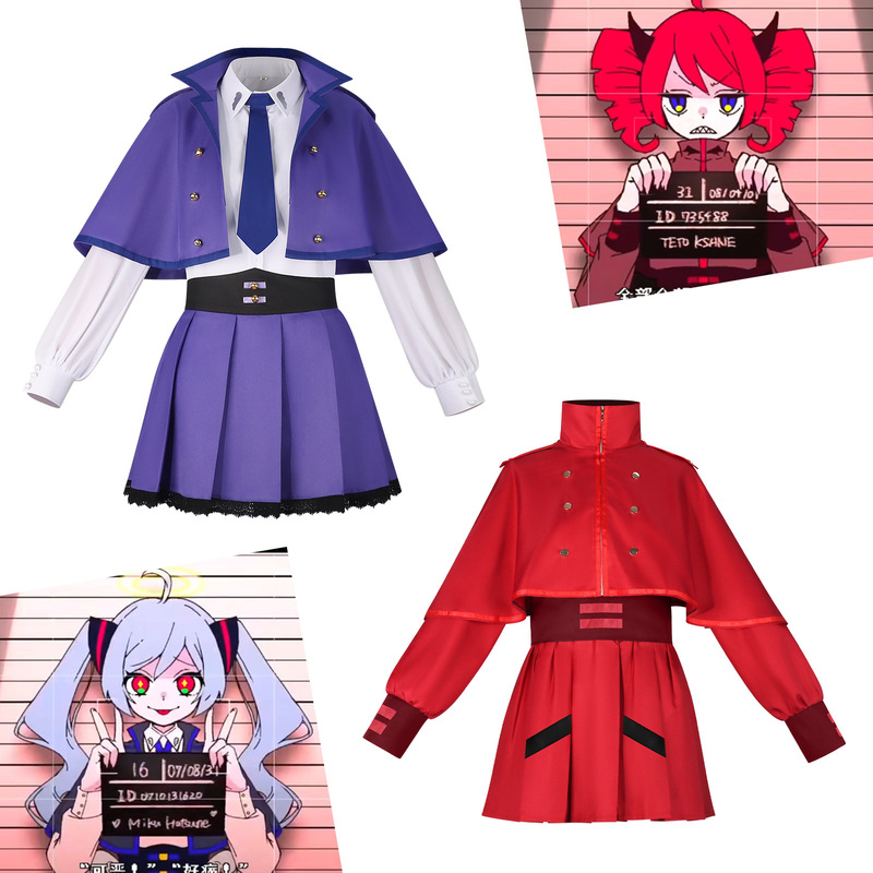 Heavy Accent Hate, Super Hate, Red Cape Cosplay Costume, Tsundere Girl Purple Anime Cosplay Outfit Heavy Accent Hate, Super Hate, Red Cape Cosplay Costume, Tsundere Girl Purple Anime Cosplay Outfit