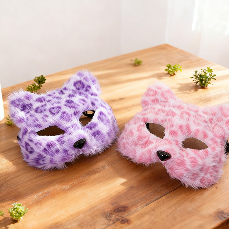 Máscaras transfronterizas de leopardo de peluche máscaras de gato animales semi-cara completa DIY pequeño zorro charlar Halloween al por mayor