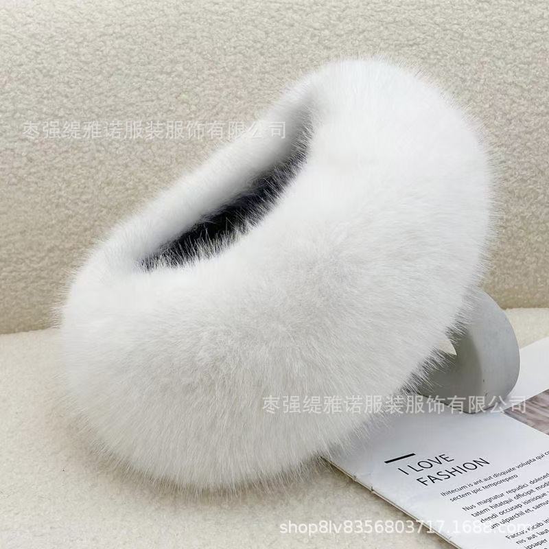 跨境秋冬毛毛空顶帽发饰圈加厚仿狐狸毛帽圈保暖假毛发带帽子女|undefined