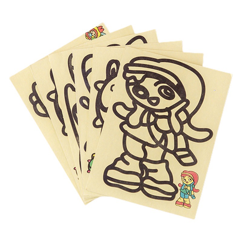 Pintura de arena para niños traje niños y niñas DIY hecho a mano creativo color arena haciendo kindergarten dibujos animados educativos pequeño regalo