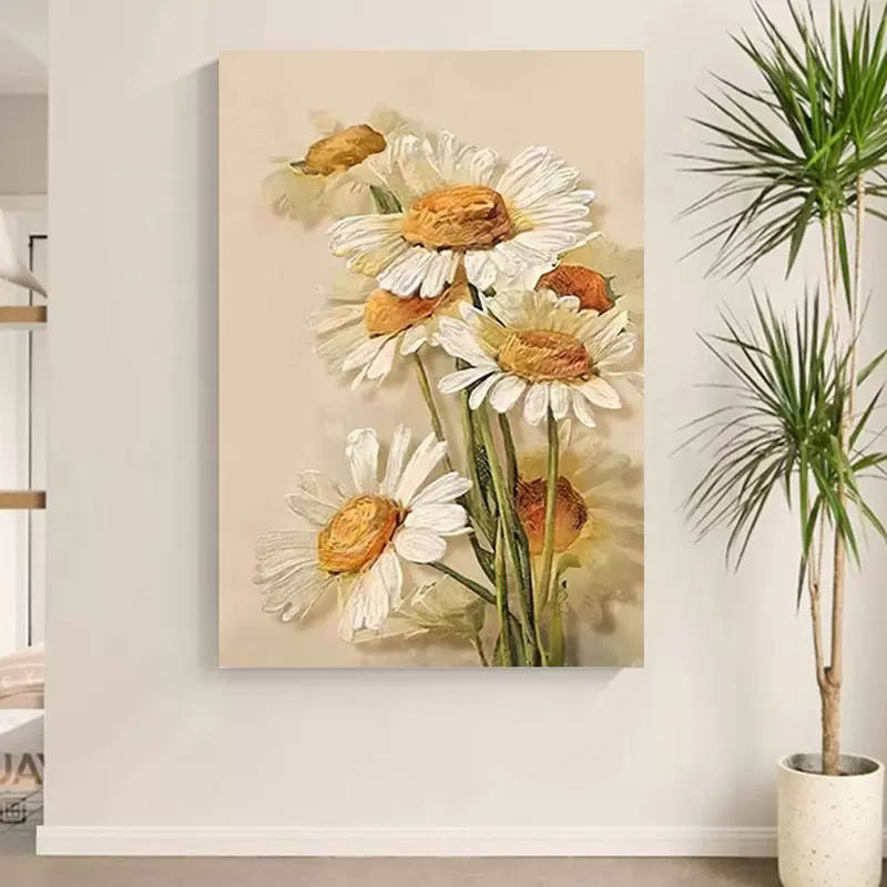 植物治愈艺术客厅装饰画油画光影风景小众高级卧室玄关摆挂画批发