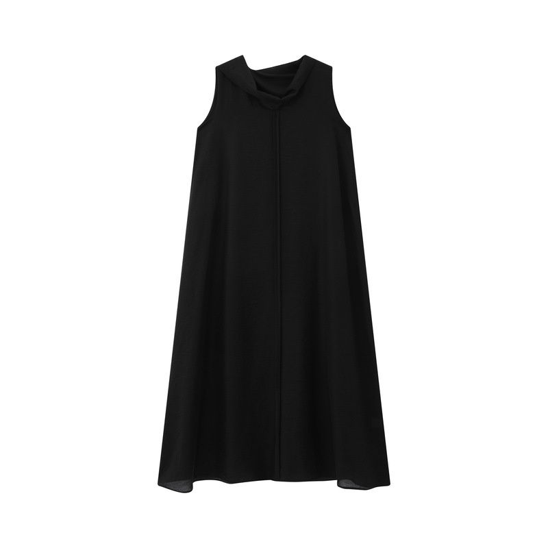 Minimalist sleeveless tank dress for women, loose and slimming little black dress, French style versatile mid-length dress Minimalist sleeveless tank dress for women, loose and slimming little black dress, French style versatile mid-length dress