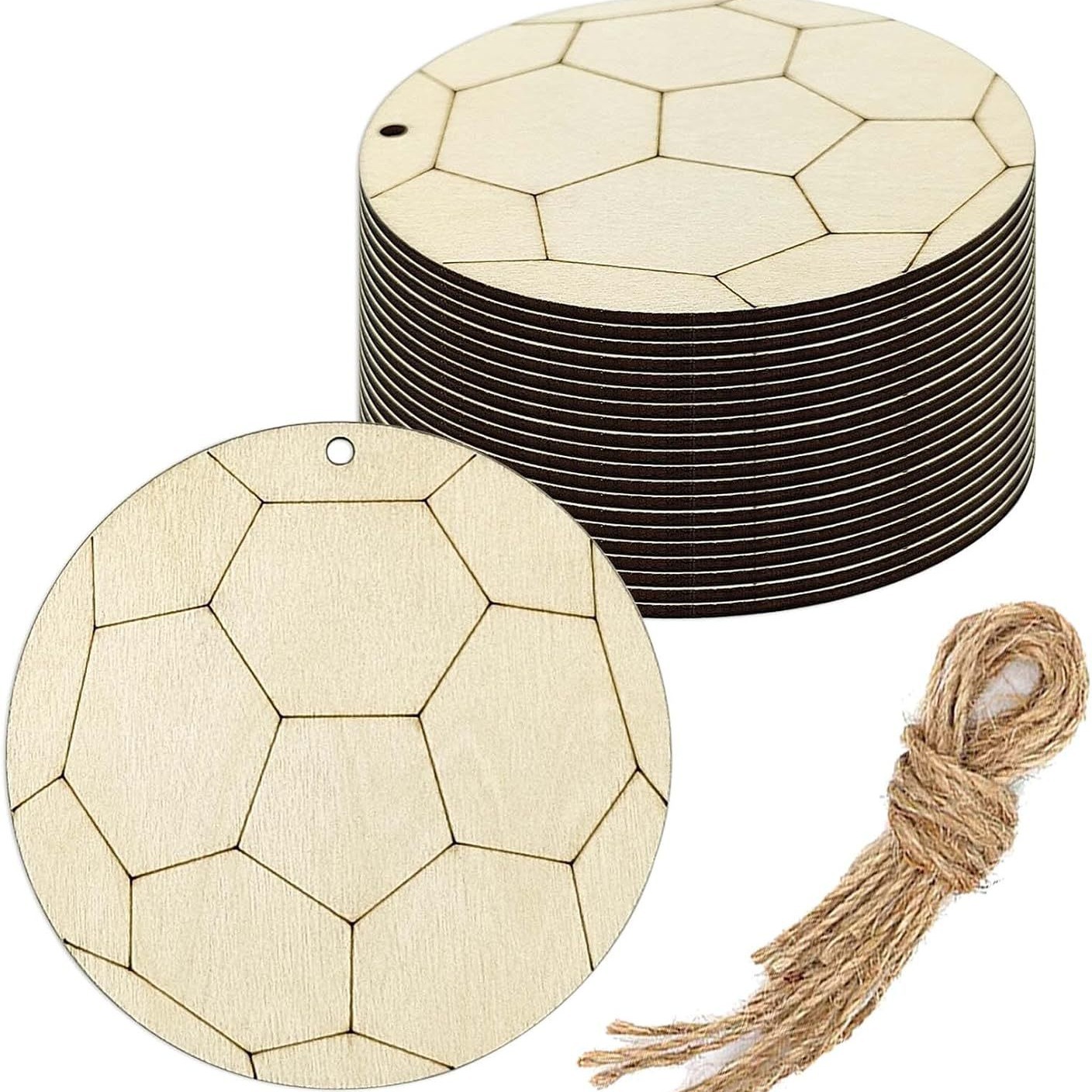 Unfinished wooden ornaments football shape Hanging Ornament Gift Tag DIY project sports theme party decoration