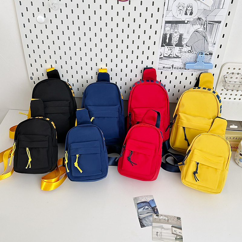 Moda coreana para niños mochila de pecho simple ocio de color sólido para niños niñas viajar bebé mochila de hombro