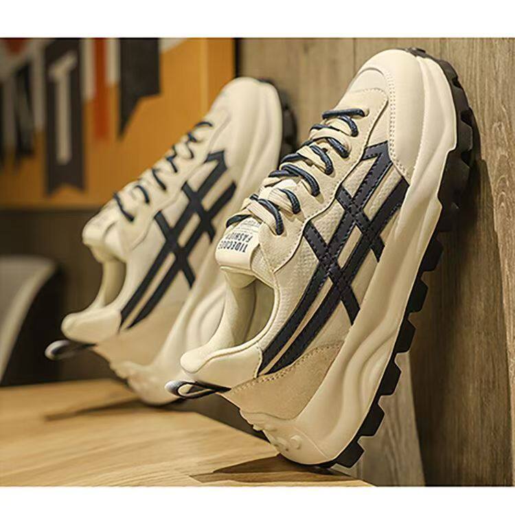 Giày sneaker nam da nhân tạo thoáng khí phong cách retro, đế dày tôn chiều cao, dây buộc phía trước — 3312 màu be, 3312 màu lúa mì chi tiết 15