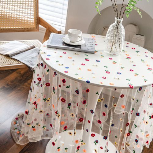 Yimanqiyun tablecloth color embroidered flowers cake photography background embroidered prop cloth white tablecloth
