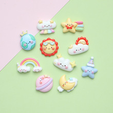 星星月亮太阳彩虹树脂diy饰品配件奶油胶配饰创意鞋扣钥匙链配饰