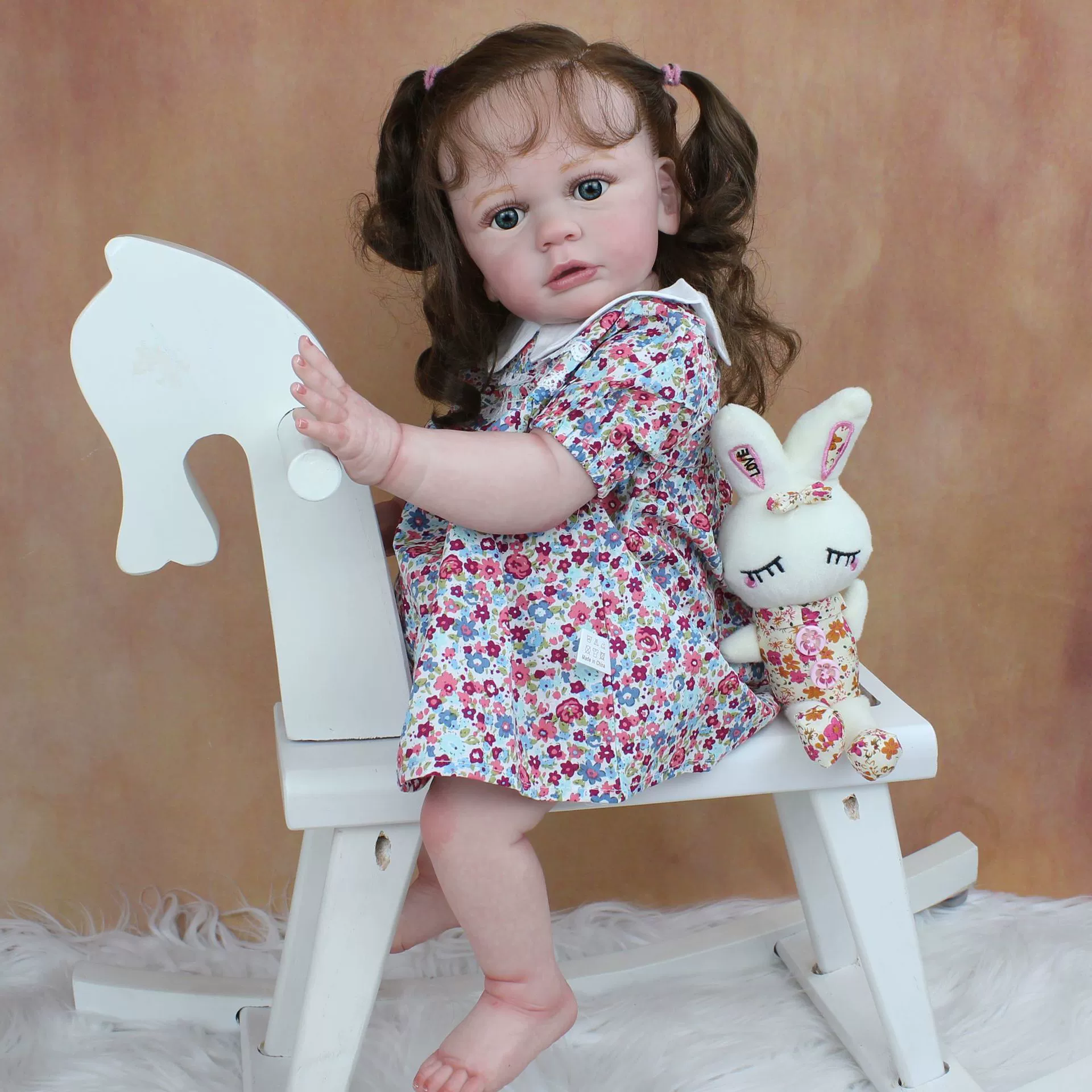 Painted realistic doll for baby, 3D, 60cm