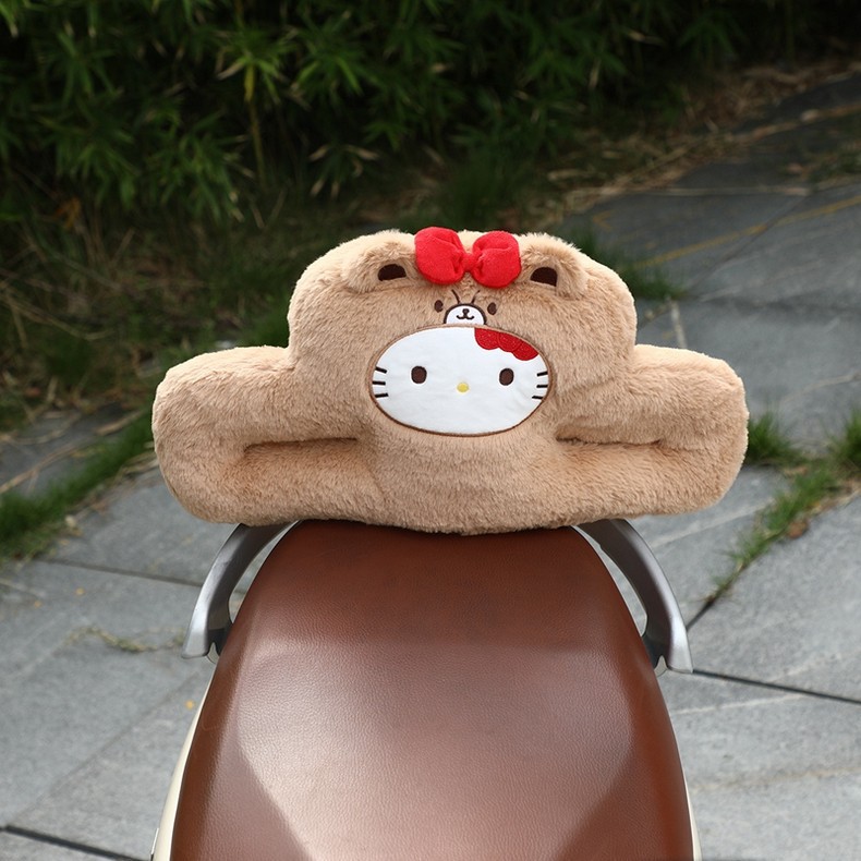 Cartoon Cute Melody Black Leather Kt Cinnamon Dog Plush Electric Car Anti-Collision Pillow Kidsren's Front Seat Head Protection