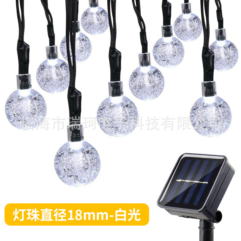 LED solar burbuja bola Cadena de luz al aire libre transparente cuentas redondas luces de Navidad jardín camping luces decorativas