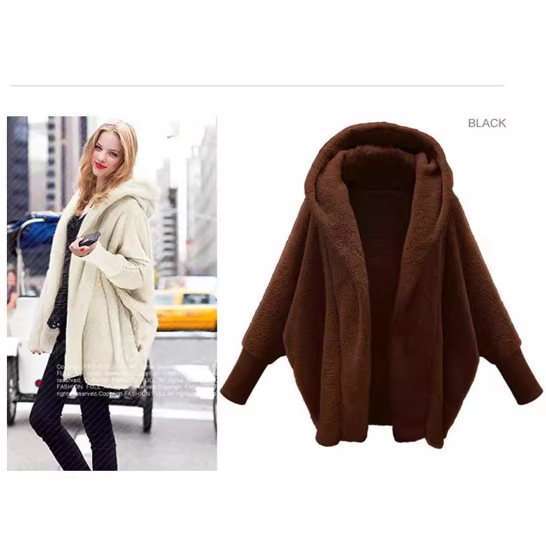 AliExpress Wish ebay2024 秋と冬のヨーロッパとアメリカの服無地長袖フード付きルーズぬいぐるみベルベットジャケット女性のための|undefined