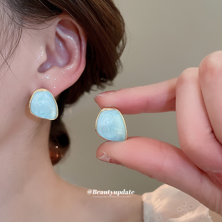 Pendientes de borla de flores de tulipán de aceite de goteo de aguja de plata Primavera/verano 2025 Pendientes nuevos de nicho de alta gama al por mayor