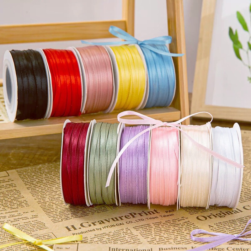 3mm Polyester Ribbon with Bookmark Tag, Lanyard, Gift Card, Cake Decoration, Small Bow, DIY Hair Accessories, Ribbon