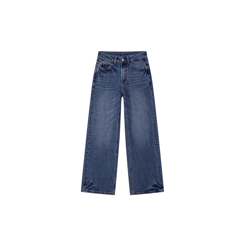 Nanyou High-End Blue Women's Vintage Turkish Fabric Versatile Slim-Fit Straight-Leg High-Waisted Jeans Nanyou High-End Blue Women's Vintage Turkish Fabric Versatile Slim-Fit Straight-Leg High-Waisted Jeans