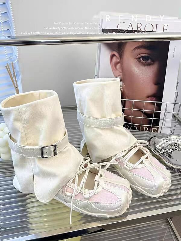 美しい〜女性用バレエシューズ2025新しい厚底道徳トレーニングシューズメリージェーンシューズサンダル女性用パイルショートブーツ|undefined