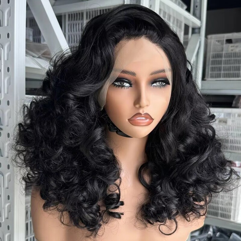 Cross-Border European and American Style Wigs, Heat-Resistant Synthetic Fiber Full Head Wigs, Small Wave Short Curly Hair, Black