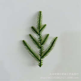 仿真圣诞水草配件 7叉诺福克松针圣诞节布置配件人造水草配件批发