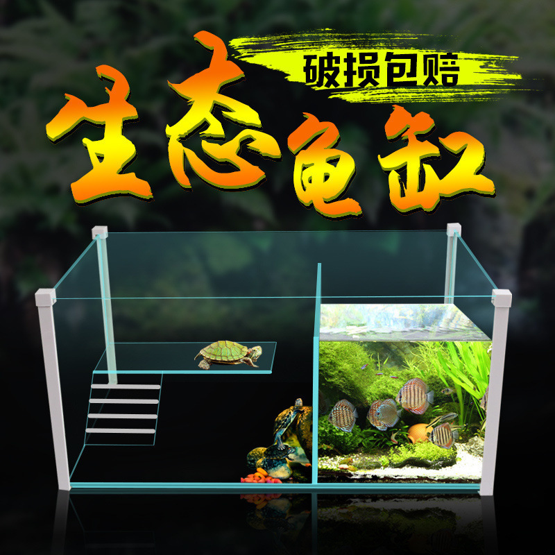 魚とカメの混合水槽、ツーインワンカメと魚の混合水槽、一体型カメと金魚の混合水槽、大型兼用隔離水槽|undefined
