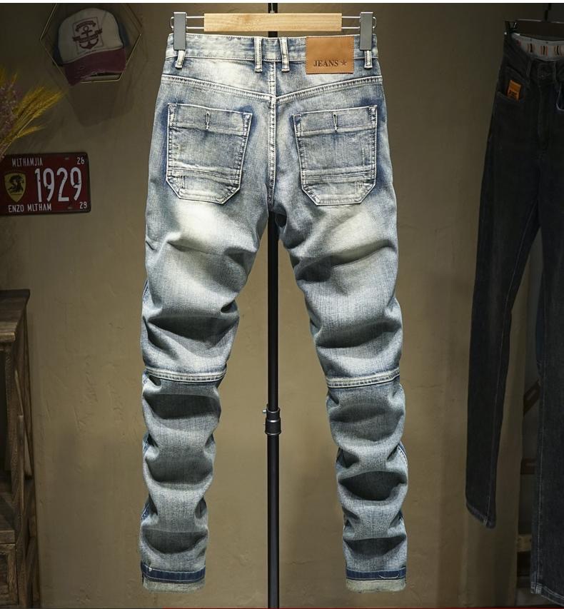 Jeans moto uomo stile retrò distressed slim fit elasticizzati_voghion.com