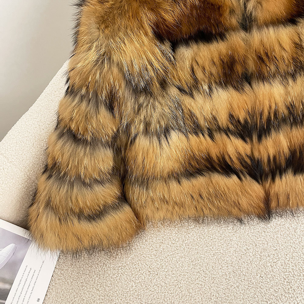 Women's Winter Real Fox Fur Coat Short Thick Warm Fashionable Jacket_voghion.com