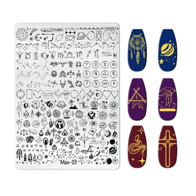 Dırnaq bəzəkləri Plate Nail Art Steel Plate New - max-003-with-back-plate