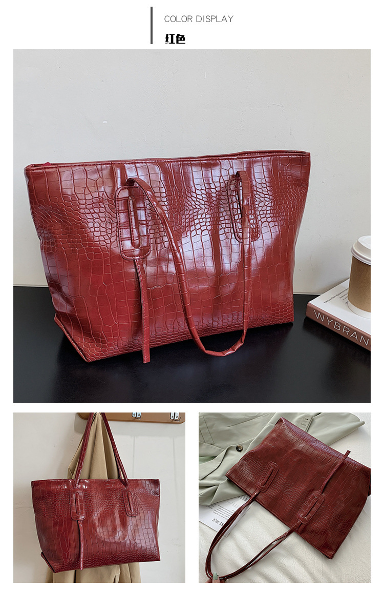 Wholesale Retro Solid Color Large-capacity Shoulder Bag Nihaojewelry display picture 4
