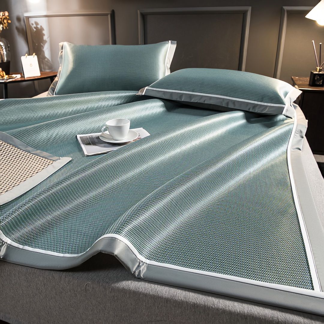 High-end Ice Silk Cooling Mat Set of Three Summer Ice Silk Mat Vine Mat Double-Sided Baby Usable Foldable Air Conditioner Single Seat