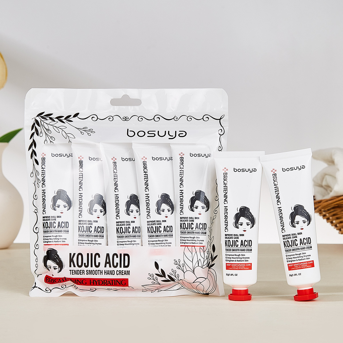 Suministro exclusivo transfronterizo de crema de manos con fragancia BOSUYA, hidratante y humectante, el popular set de cremas de manos de Amazon, paquete de 5 en bolsas. image 11