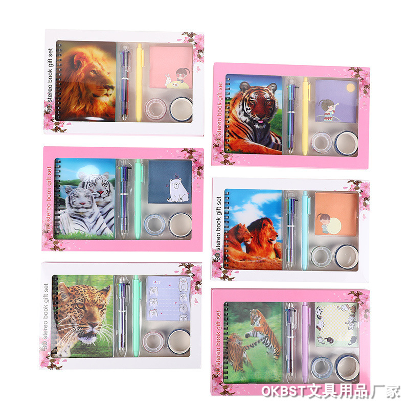 Transfronterizo de dibujos animados 3D Unicornio Chica corazón Flamingo pareja Bloc de notas Notebook papelería traje de regalo