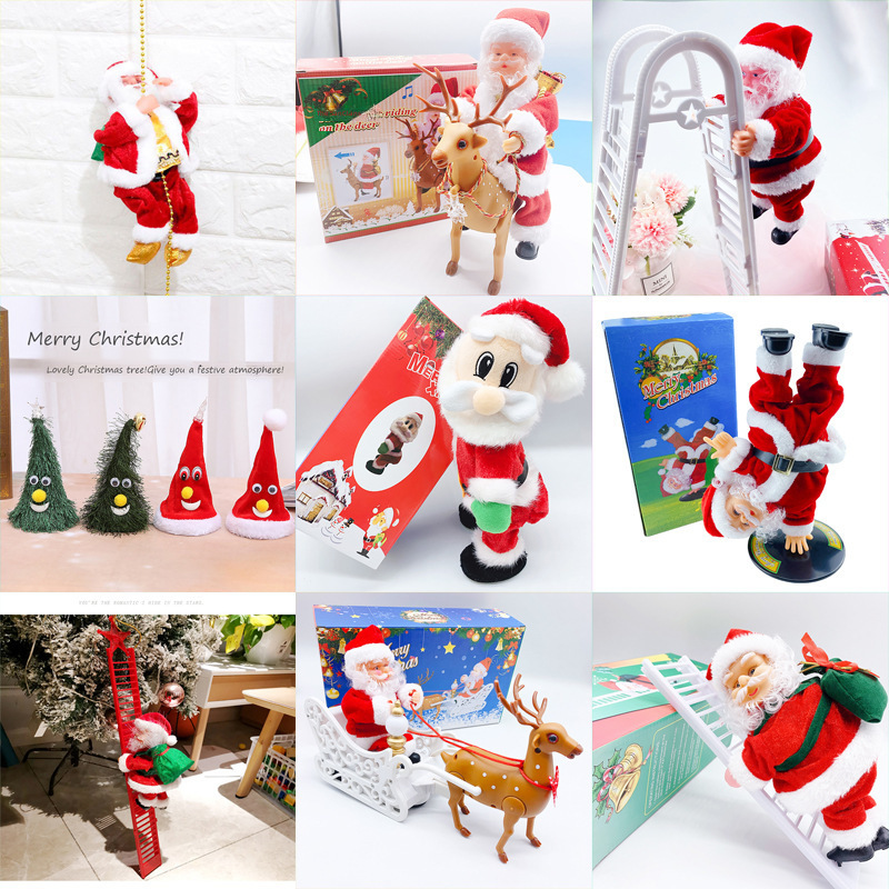 Paracadute Paracadutismo Babbo Natale Elettrico Elettrico Arrampicata Tenda di perline Arrampicata Scale Scala Decorazioni natalizie Giocattoli Regali_voghion.com