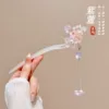 Pink-purple Chinese hairpin flower-shaped white jade