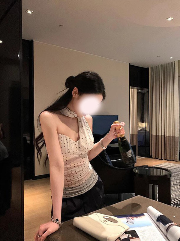 Wuu2sweet Wu Taotian Diaying Dreaming Mesh ネックキャミソール 胸パッド付き レディース サマーショートトップ|undefined