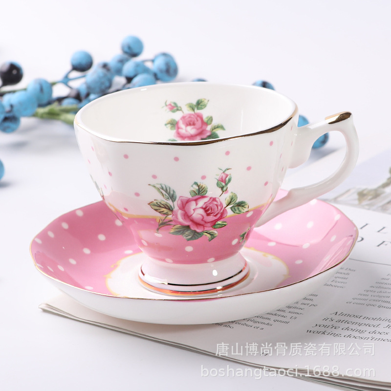 Tangshan hueso porcelana taza de café y plato puede ser impreso regalo recuerdo