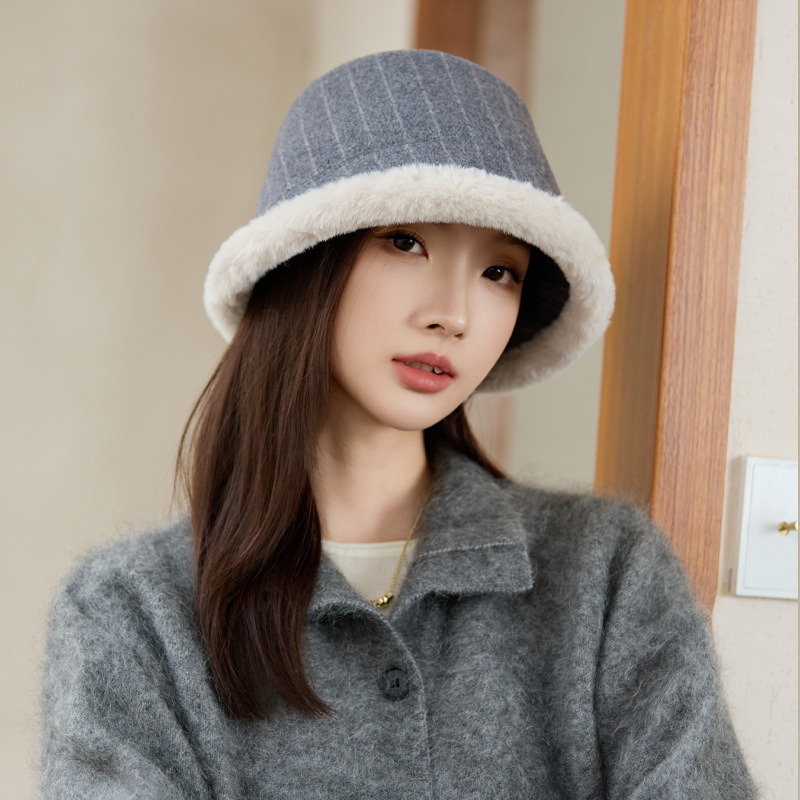 秋冬季帽子女加厚毛边渔夫帽护耳大帽檐保暖水桶帽百搭显脸小盆帽|undefined